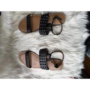 Arturo Chiang Black Studded Leather Sandals